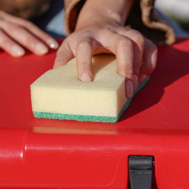 XL Scrubber and Sponge on a cooler